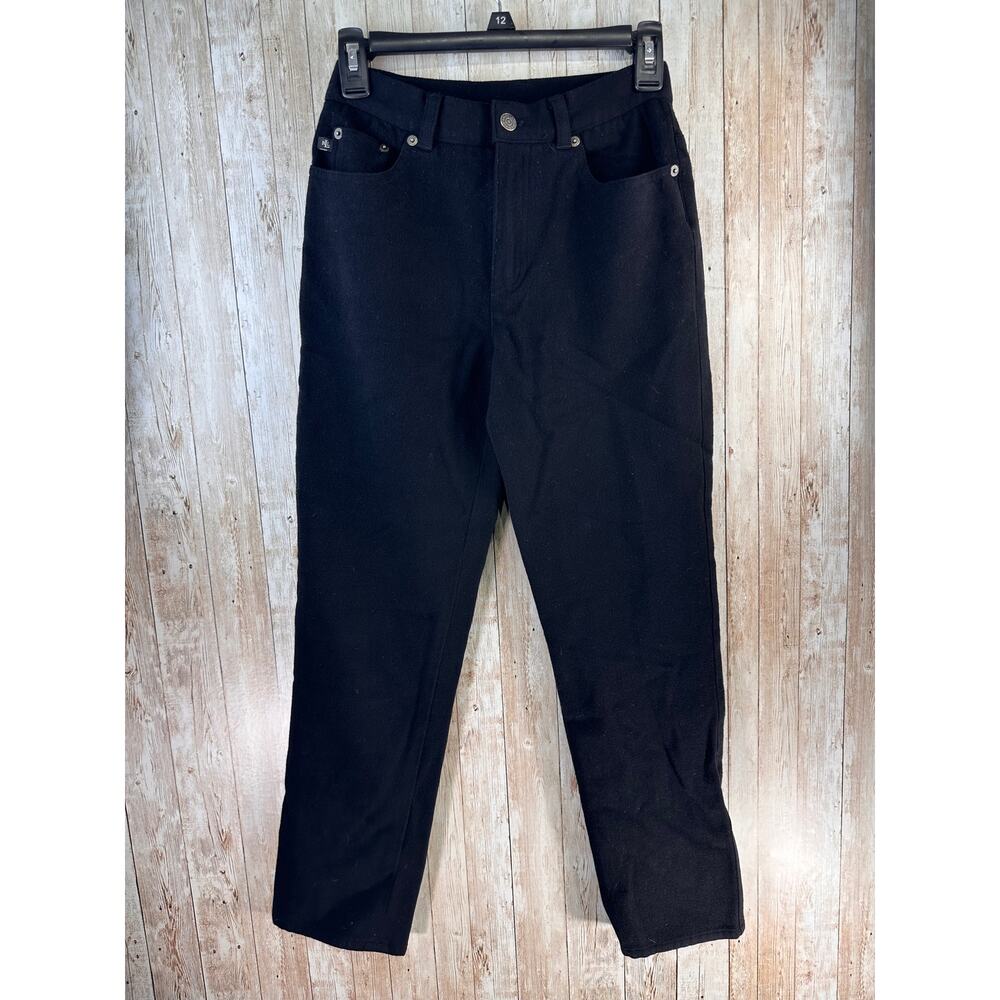 Lauren Ralph Lauren Wool Blend Pants Womens 4P Black Slim Stretch Office Trouser